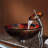 Copper Glass Circular Vessel Bathroom Sink with Faucet-9112503