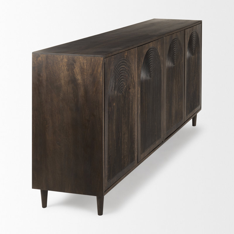 Buffet en bois massif de manguier de 71,75 po de largeur Claudia, Brun foncé
