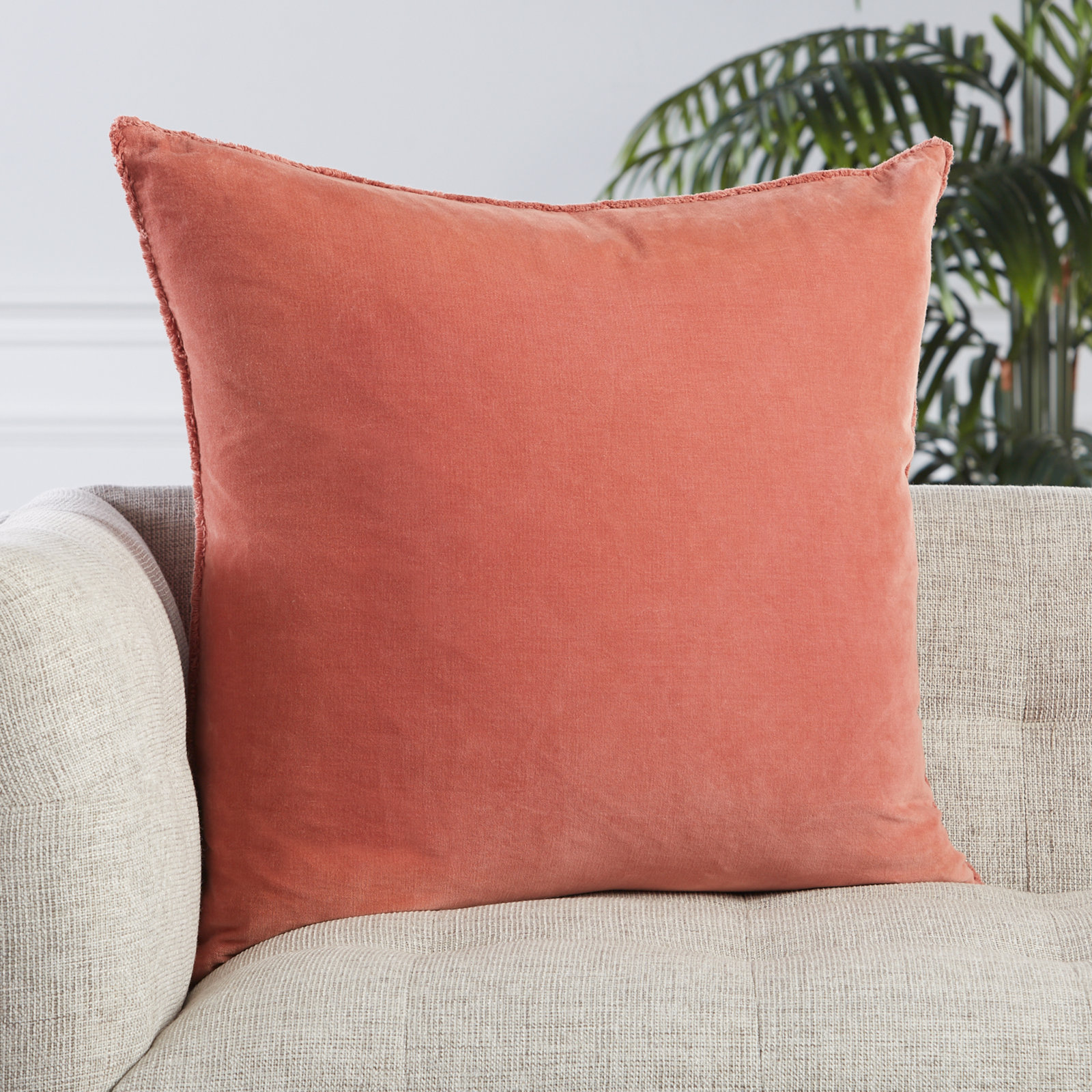 Kam Fringed Cotton Throw Pillow, Down, Pink