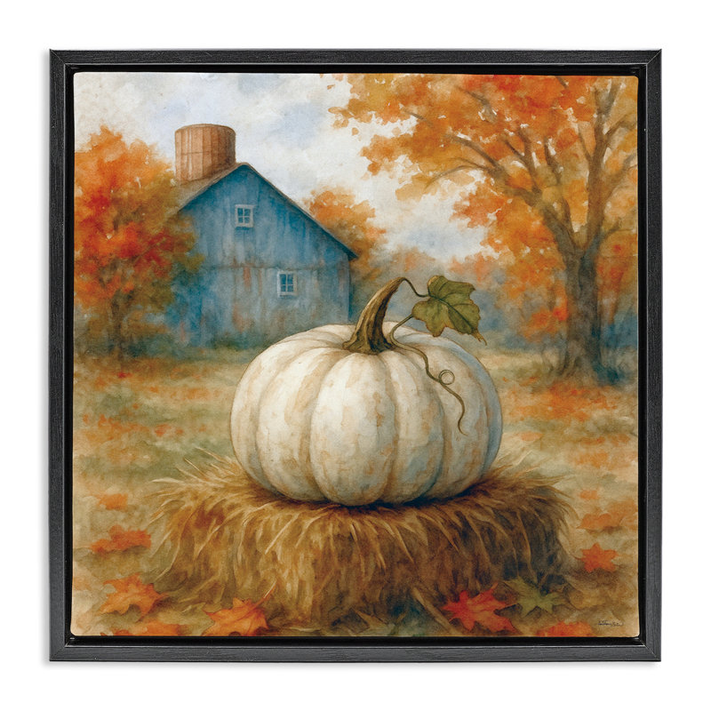 Récolte de citrouilles sur cadre flottant Hay Bale, design par Antony Smith, Cadre flottant noir de jais, H 18 po x l 18 po