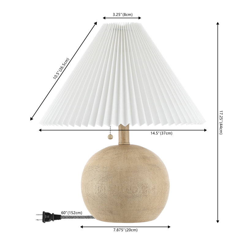Lampe de table en résine Inaki, Naturel, Blanc