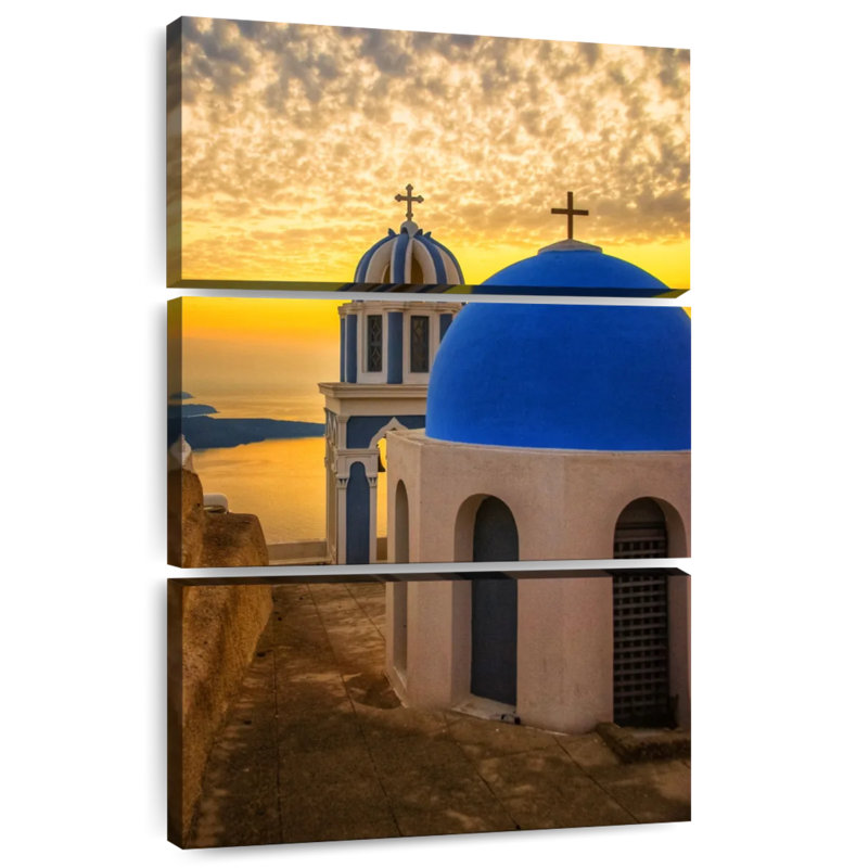 Adella Santorini Churches At Dusk