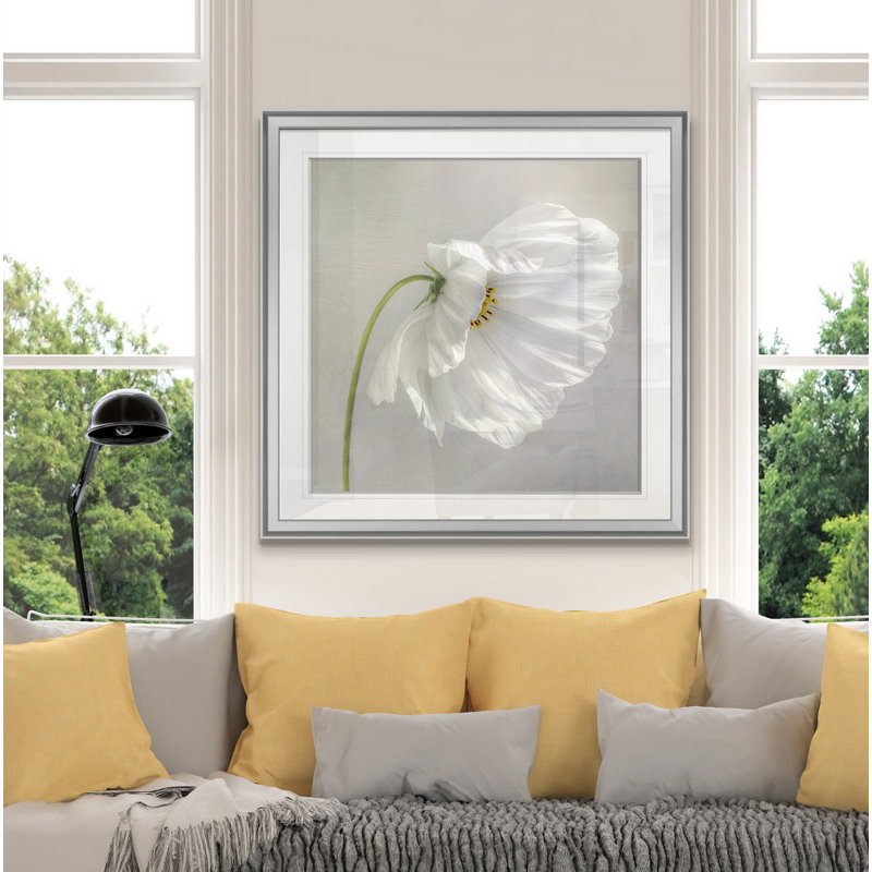 " Daisy Detail II ", 16" H x 16" W x 1.5" D, Silver Framed