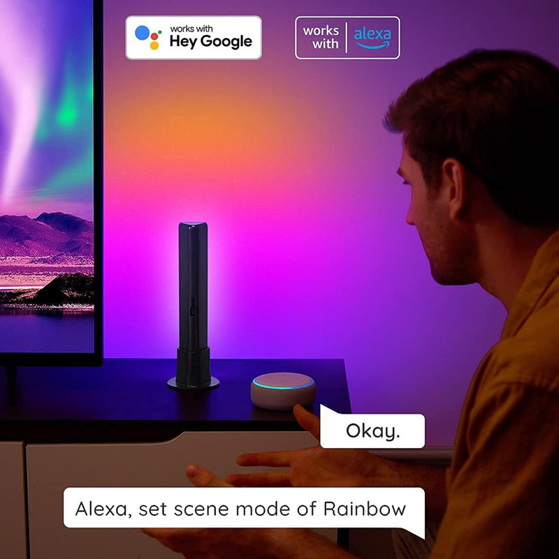 Smart LED Light Bars, Work with Alexa - RGBICWW WiFi TV Backlights with Scene and Music Modes for Gaming, PC, Room Decoration