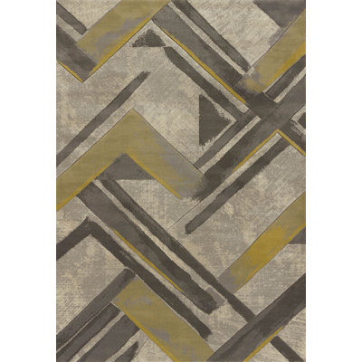 Tapis gris à motif géométrique Dov