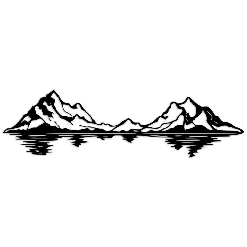 «Mountain Landscape on Water Illusion», art mural - Bouleau baltique naturel, H 8,7 po x l 32 po x P 0,25 po