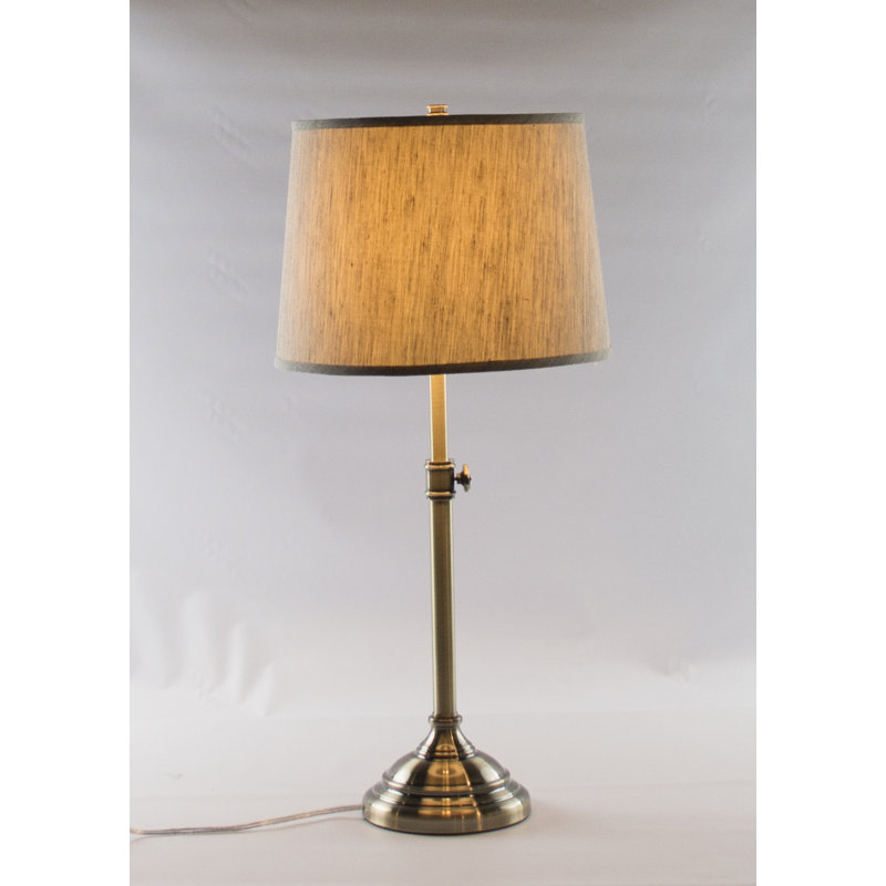 Caitlynne Metal Table Lamp, Gray Linen, Antique Brass