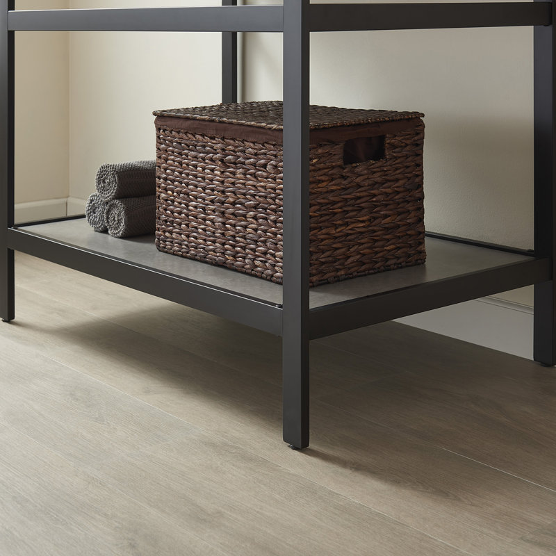 36'' Single Bathroom Vanity with Stone Top, Limestone Slab Stone, Matte Black, Matte Black