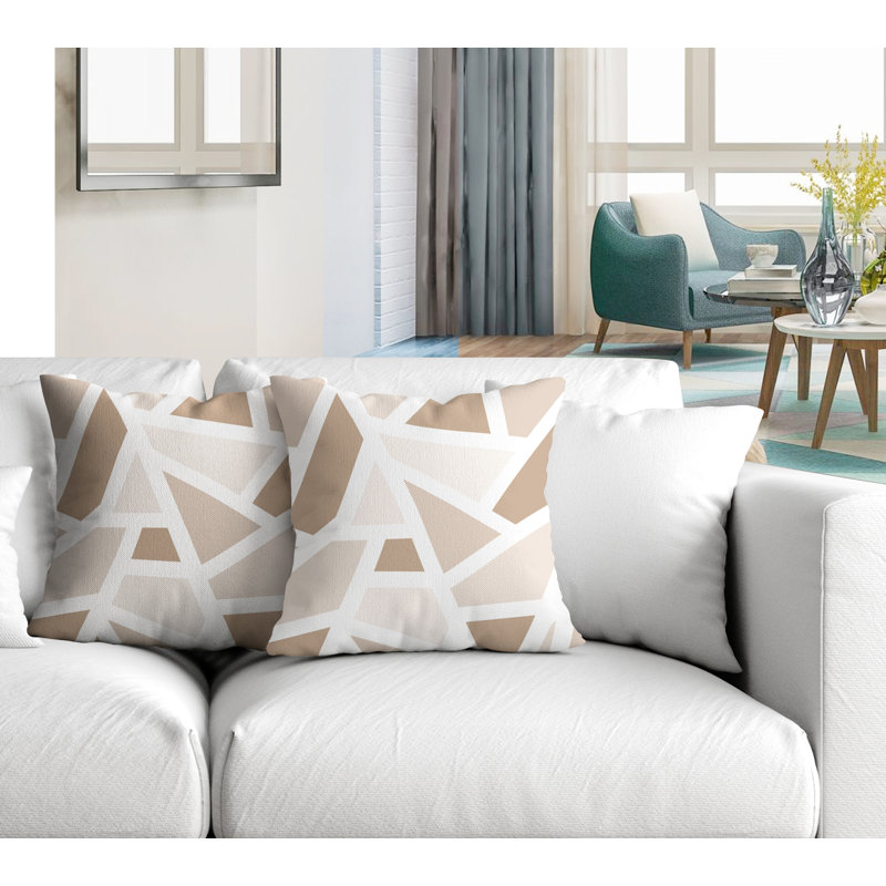 Coussin carré intérieur / extérieur Marion, Beige, L 15 po x H 15 po