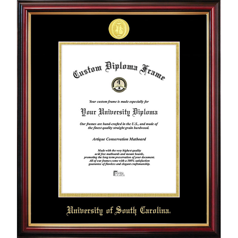 Cadre de petit diplôme de l'Université de la Caroline du Sud, NCAA South Carolina Gamecocks, L 14 po x H 11 po