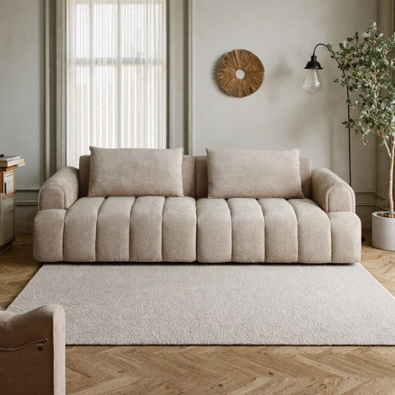 Canapé modulaire moderne à 4 places en velours chenille rembourré pour petit salon