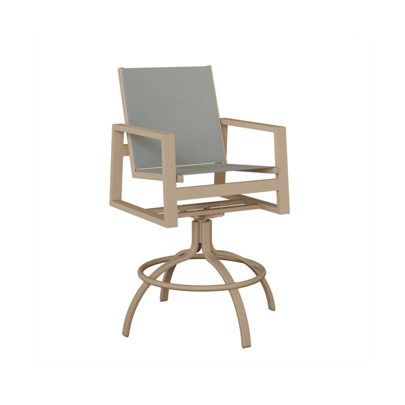 Chaise berçante pivotante en aluminium Vida Luna avec tissu Kozo Abalone, Ardoise Nova, Aluminum Sahara Speckle