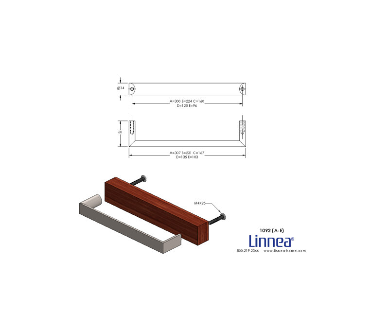 3 3/4" Center to Center Bar Pull, Satin Brass, 5.04"