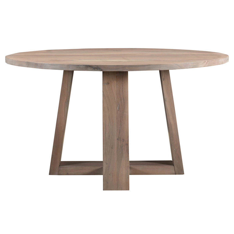 Tanya Round Solid Wood Dining Table, Whitewashed