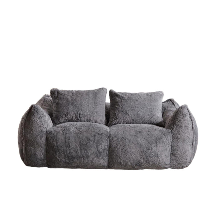 Giant Bean Bag Couch For Adults,  Soft Fluffy Loveseat Bean Bag Sofa, Oversized Chase Lounge Chair Indoor For Living Room Bedroom, No Assembly Required Cozy Reading Chair With Pillows