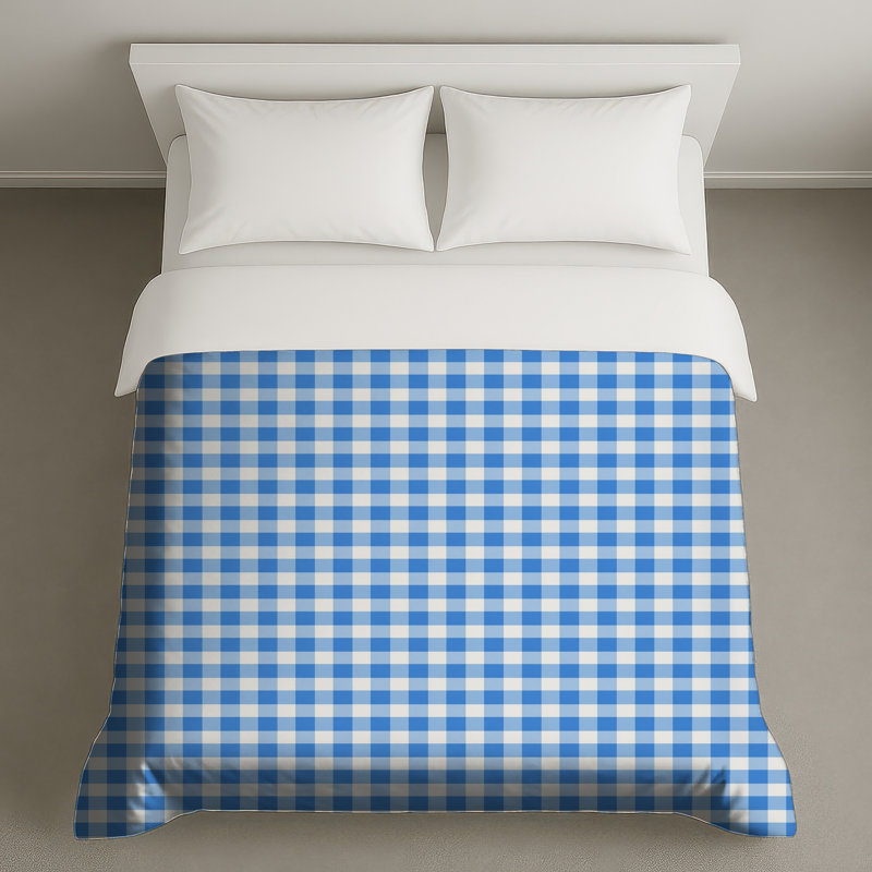 Blue White Gingham Duvet Covers, Twin