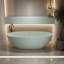 Baignoire autoportante de 59 po, couleur turquoise, surface solide et résine de pierre, non perméable, perte de chaleur lente, délicate lisse, spacieuse pour une baignoire relaxante, baignoire ergonomique au design ergonomique,