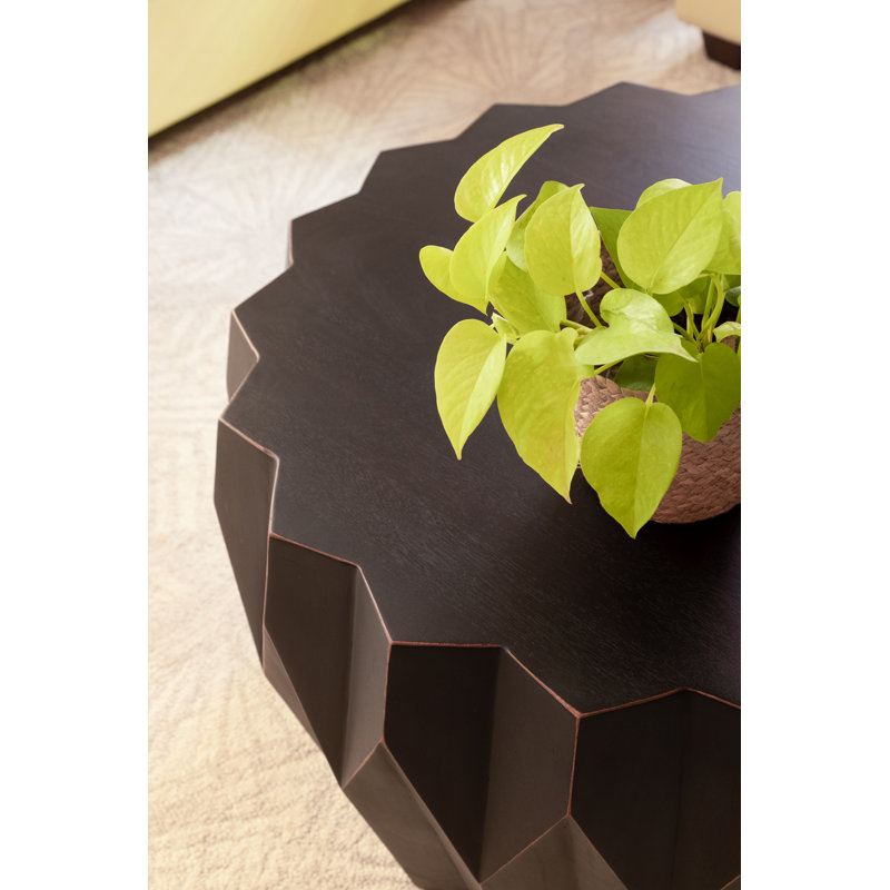 Table basse ronde en bois massif 29 po Gracie Mills - tambour de ferme