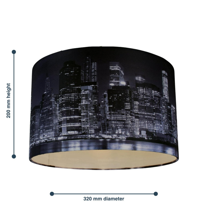 20cm H Metal Drum Pendant Shade in Black