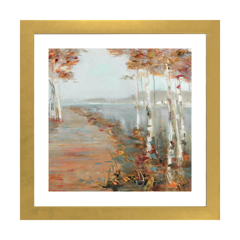 «Birch Walk II» par Sally Swatland - reproduction d'art, H 24 po x l 24 po x p 1 po, Papier encadré doré, Blanc