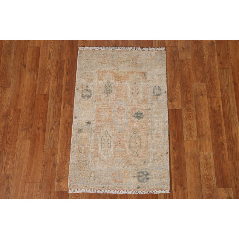 One-of-a-Kind 1'10" X 3' New Age Wool Area Rug in Peach