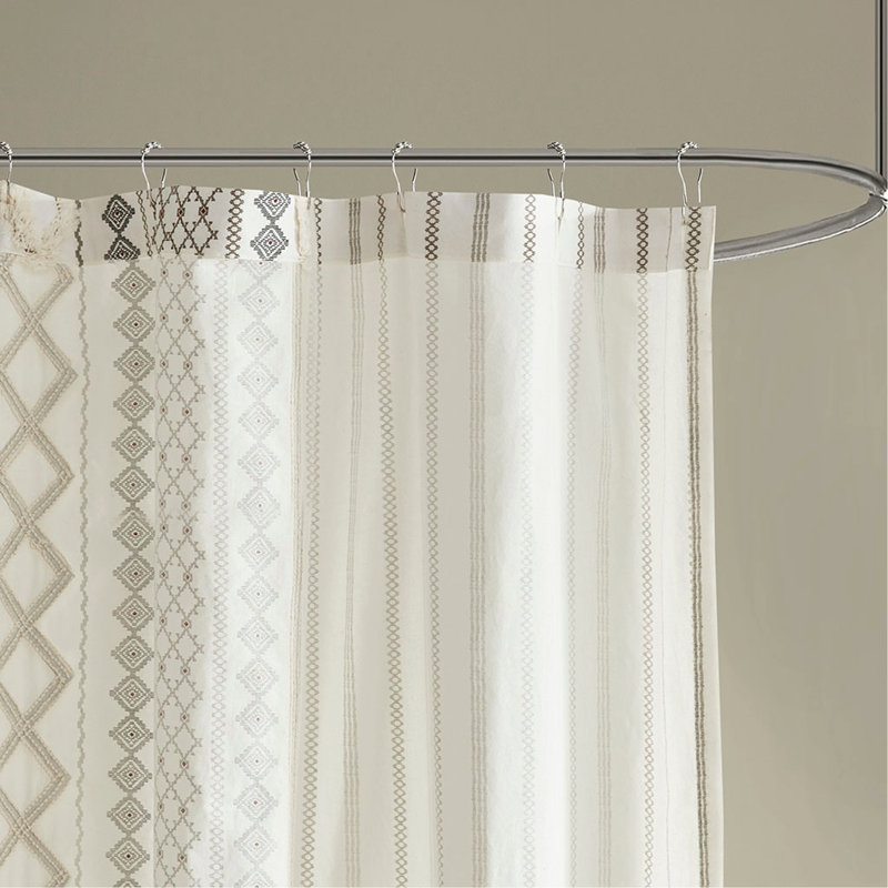 Rideau de douche en coton avec chenille, Ivoire ivoire