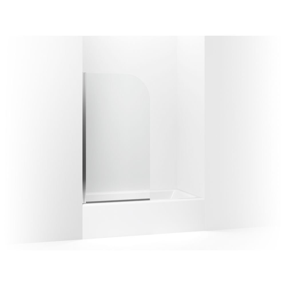 Whiston 32 In. x 56-15/16 In. Pivot Bath Screen in Silver Frame Finish with Smooth/Clear Glass Texture Tub Door Sterling by Kohler