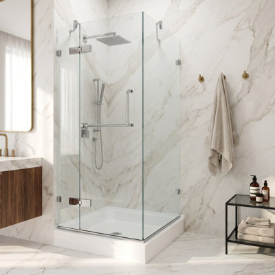 Monteray 36" W x 36" D x 79" H Hinged Frameless Shower Enclosure with 3/8  Clear Glass&Base