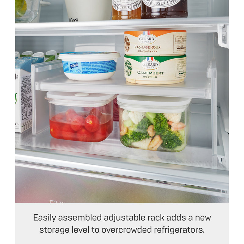 White Expandable Plastic Refrigerator Riser Shelf