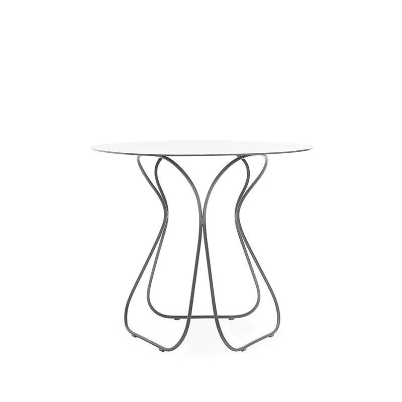 Trame Outdoor Round Dining Table, Stone Gray