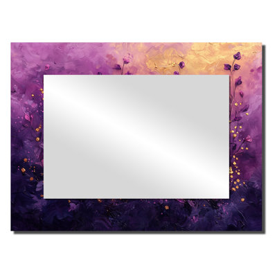 Dreamscape Dark Lavender Field - Floral Mirror Wall Art - Printed On Metal