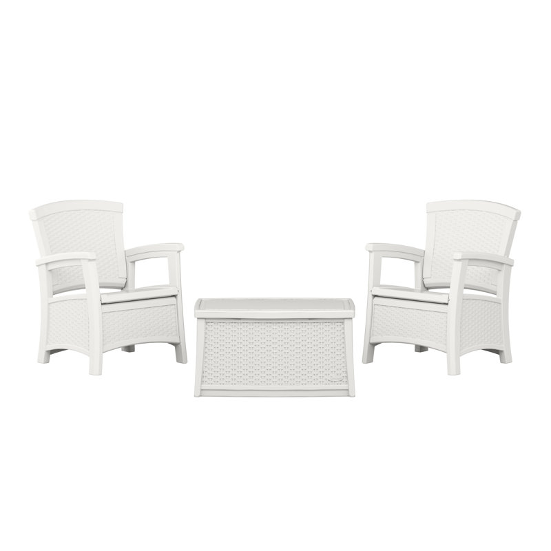 Ice Cube White Plastic Outdoor Coffee Table with Storage
