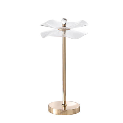Lampe de table moderne à DEL dorée avec abat-jour en acrylique - Lampe de chevet en cuivre doré pour le salon, la table de chevet et le bureau