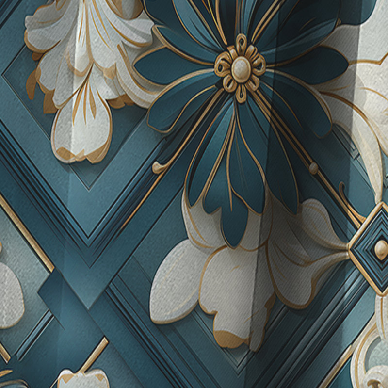 Motif géométrique fleur mosaïque - rideau abstrait - rideau occultant - 1 panneaux, L 52 po x L 95 po