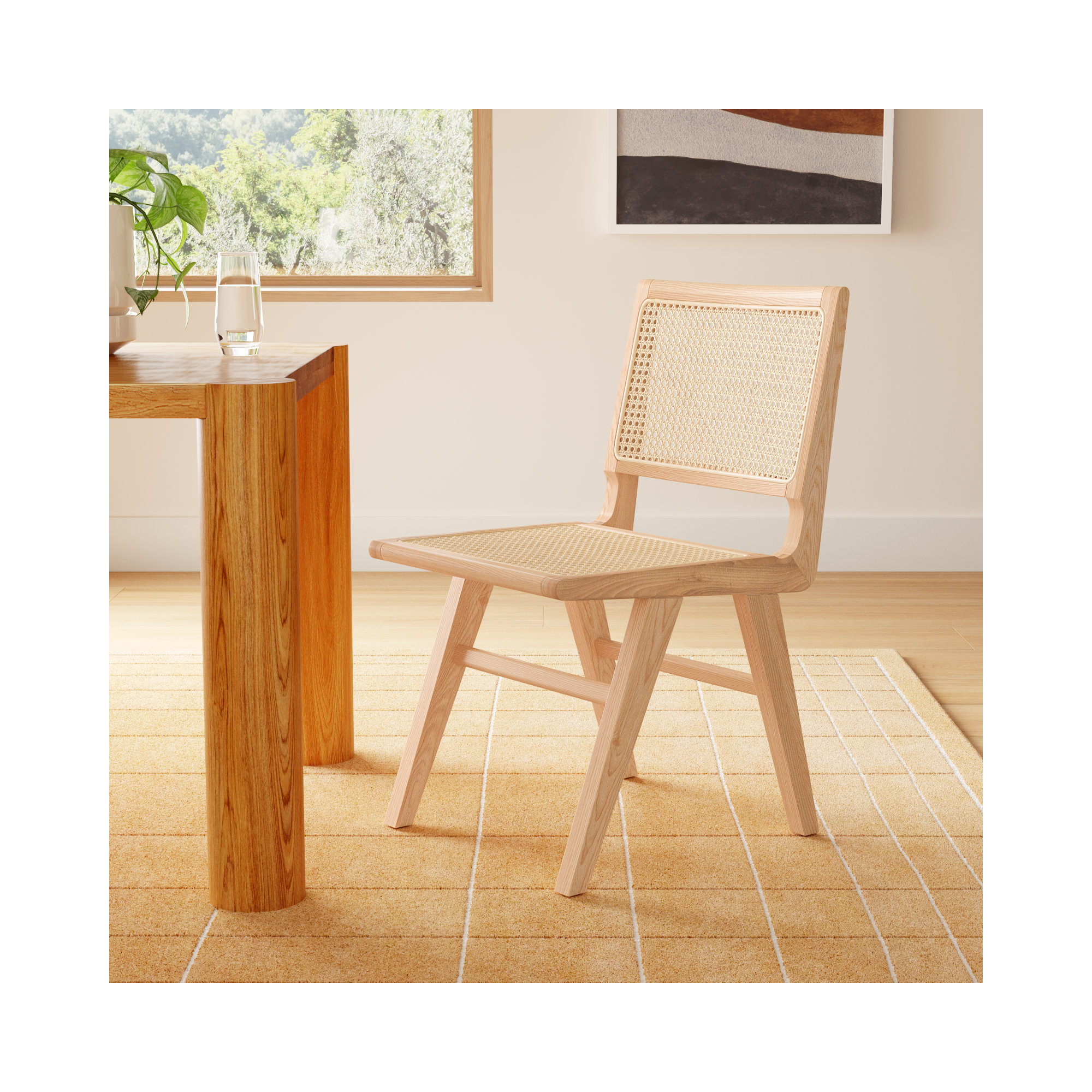 Atticus Cane Dining Chair, Natural