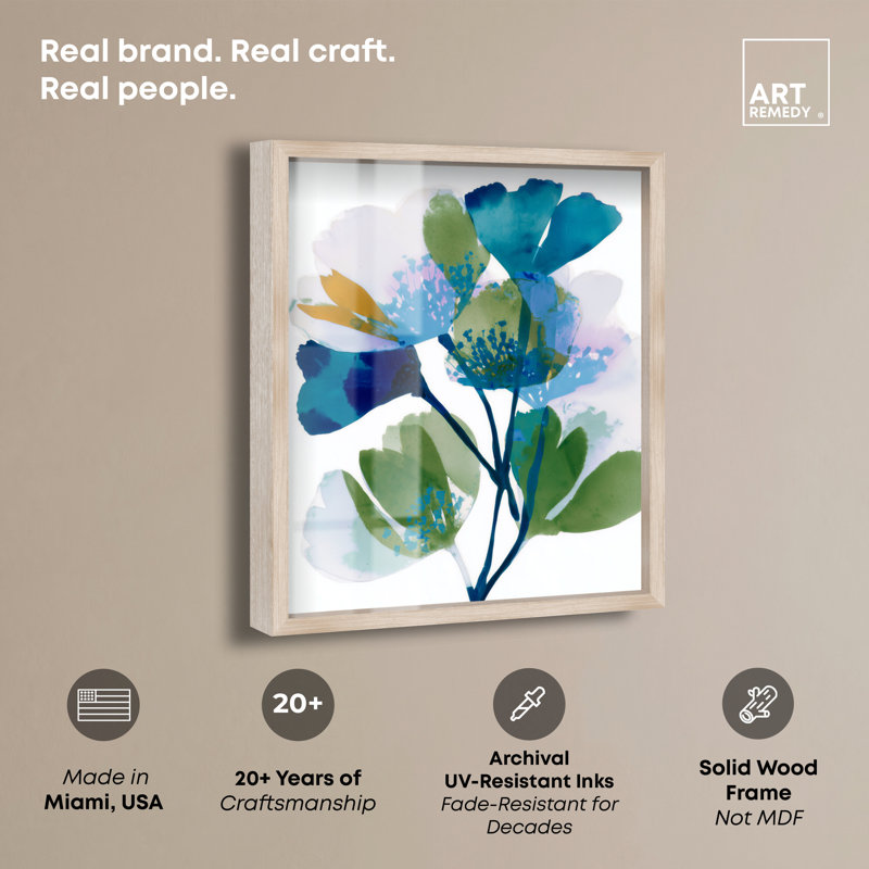 Emerald Overlaps II, H 45 po x l 36 po, Cadre en chêne naturel