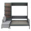 Grand lit escamotable avec canapé, lit escamotable avec tablettes, lit multifonctionnel peu encombrant-54978612