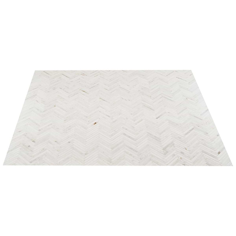 Alaska White .5x4 Herringbone Polished Marble Mosaic Tile
