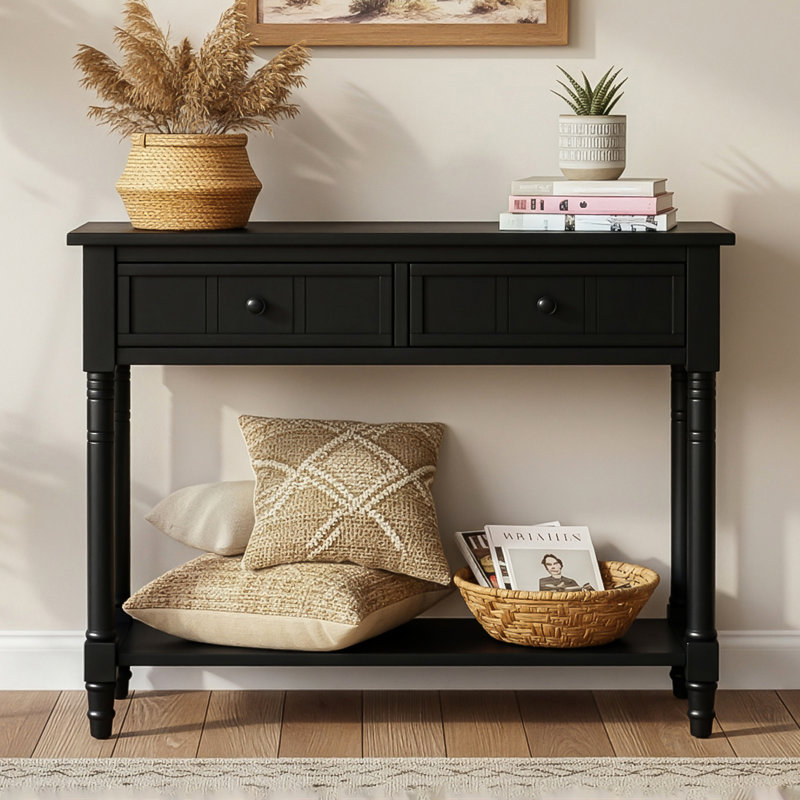 Armoire de rangement de bureau à 2 tiroirs de 35,34 po de largeur, Noir