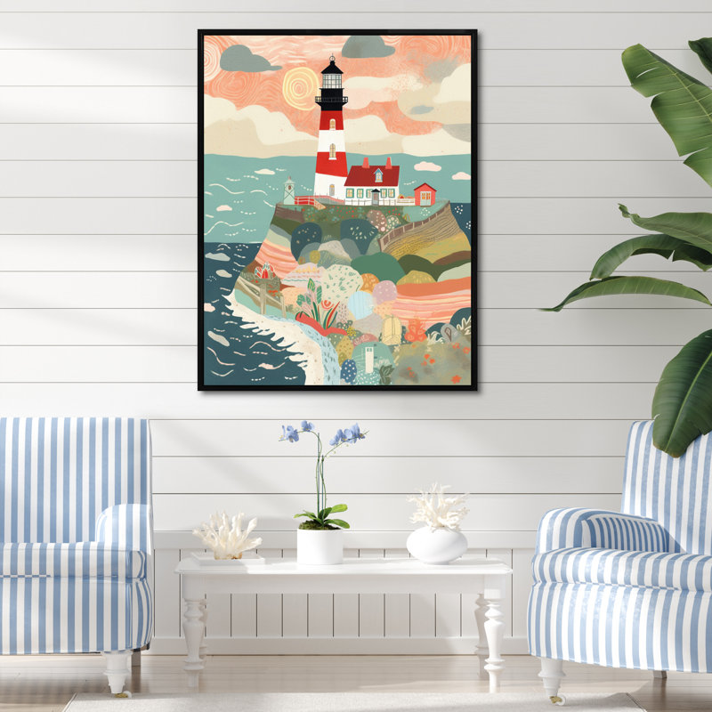 Phare côtier V, H 44 po x l 34 po x P 1,5 po, Cadre flottant noir