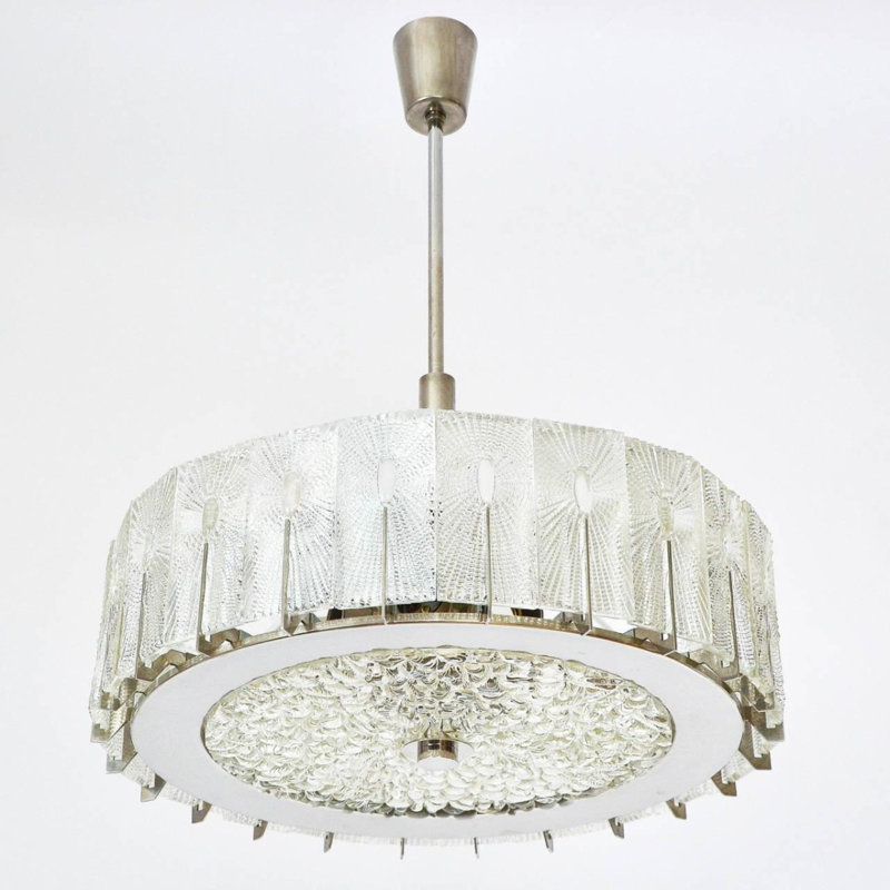 Lustre vénitien clair Kalmar, Laiton brossé, Givré, 48” Width x 12” Height