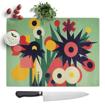 Boundless Abstract Flowers  Glass Chopping Board