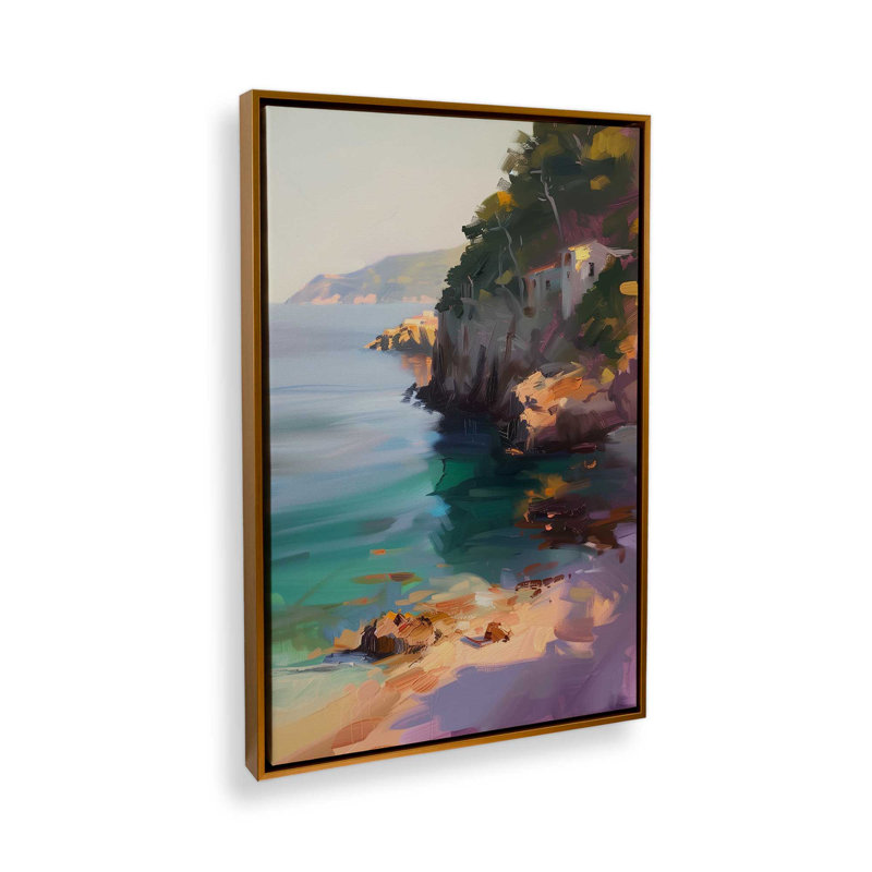 Amalfi Coastal Retreat, H 19 po x l 13 po, Cadre flottant, Or poli