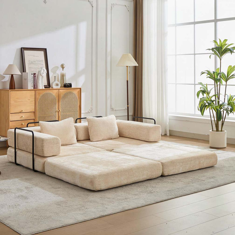 Canapé-lit Chenille, Beige