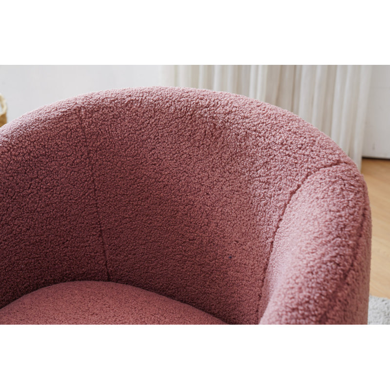 Genece Upholstered Swivel Accent Chair, Red Wool Duplicate