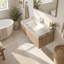 Meuble-lavabo moderne avec lavabo simple brillant, plateau de table en pierre frittée avec jolis armoires en bois, pré-assemblé-1352743170-1352743172