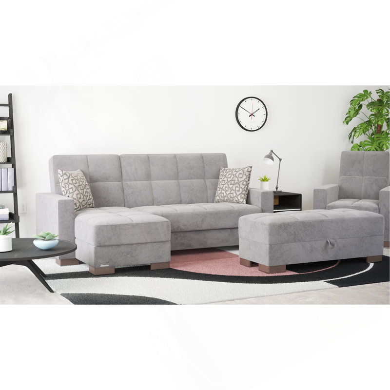 Repose-pieds rembourré avec rangement Collection, Gris