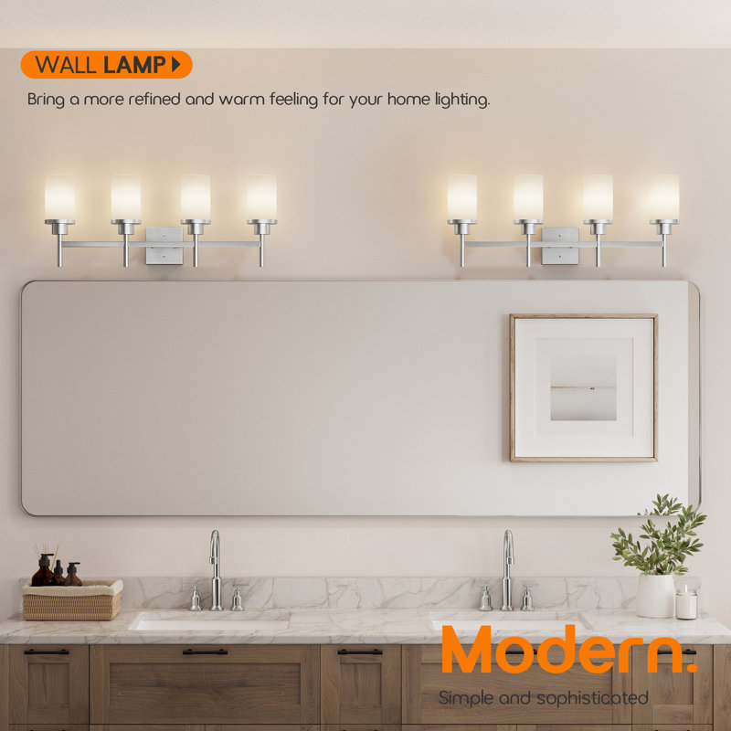 4-Light Bathroom Vanity Lighting, Brushed Nickel