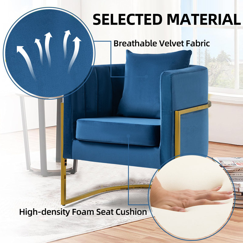 Fauteuil d'appoint demi-tonneau en velours avec coussin, Île Seymour Nord, Galapagos