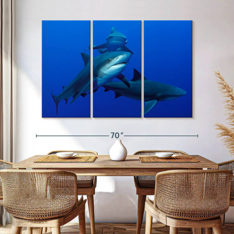 Brampt Triple Sharks, 42" H x 65" W